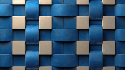 Geometric Interlocking Pattern in Blue Tones