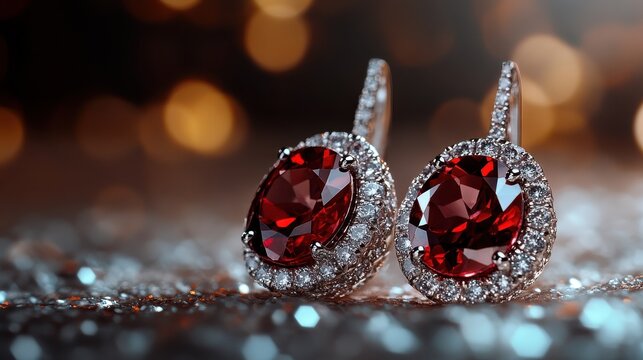 Beautiful ruby stud earrings embellished with diamond accents, perfect for adding a touch of sophistication and glamour to any outfit with a timeless elegance.