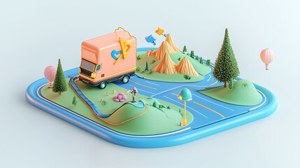 Digital route optimization software displayed in a delivery vehicle dashboard.