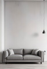 Corner space with gray sofa against white wall ,  living room,  corner,  interior design