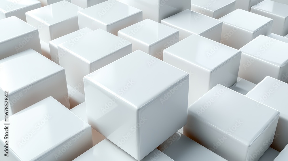 Poster a visually striking arrangement of white cubes creates a modern abstract artwork, emphasizing textur