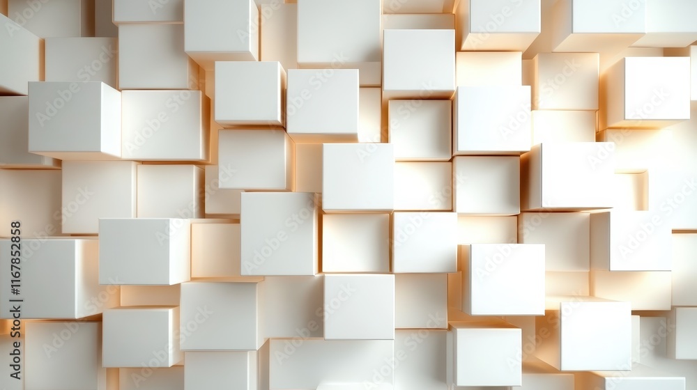Poster an artistic arrangement of white cubes showcases depth and texture, inviting viewers to explore the 