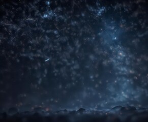 Fototapeta premium Dark blue night sky with glittering bokeh and starry light effects, night, universe, dark blue