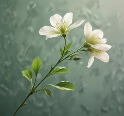 Delicate petals unfolding on a soft green stem,  botanical illustrations,  floral patterns,  watercolor art