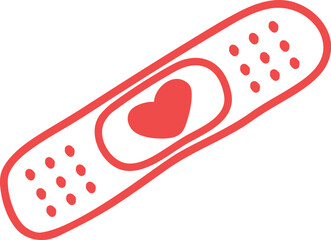 Hand Drawn Medical Plaster With Heart