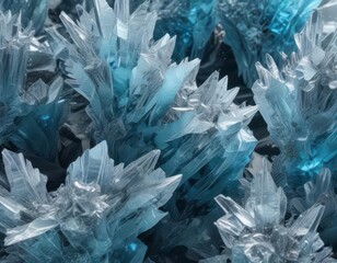 Obraz premium Glacial blue ice texture with intricate crystal formations , cold, frosty, frozen