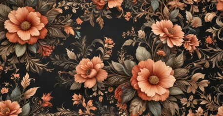 intricate floral patterns with calligraphic strokes,  nature inspired,  botanical art,  artistic expression