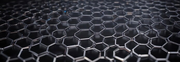 High-tech hexagonal metal grid with soft ambient lighting,  tech background,  metallic,  high-tech
