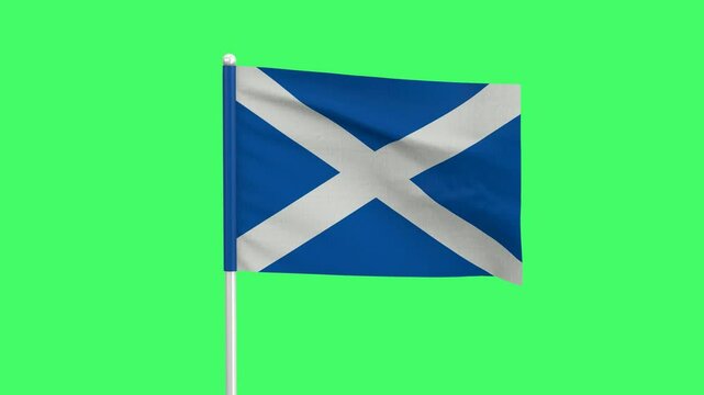 Scottish flag waving on a green background.