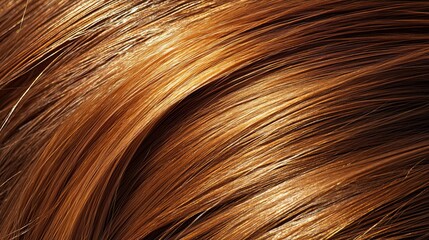 Fototapeta premium Shiny brown hair strands, close-up texture, beauty, hair care product background.