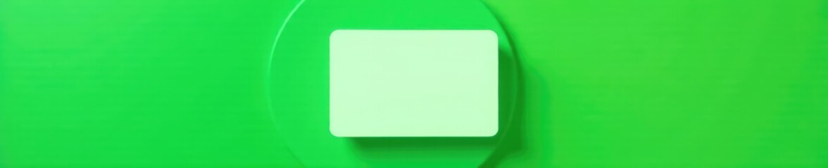 Obraz premium White credit card with long shadow on green circular background, design, money