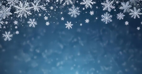 Snowflakes falling on a blue background with modern Christmas card elements,  holiday,  festive,  vector