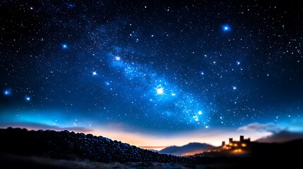 Majestic Milky Way galaxy shining brightly over a dark, rocky landscape at night.