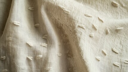 Soft Beige Fabric with Textured Weave Close-Up