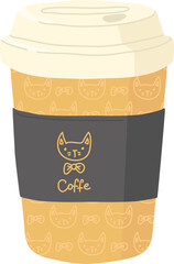 Disposable Paper Coffee Cup With Cat