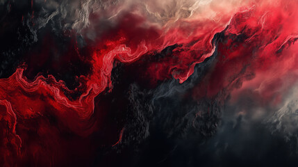 Abstract 3D Flowing Liquid-Like Wave Textures in Red, Black, and Metallic Silver Gradient background wallpaper