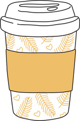 Disposable Paper Coffee Cup With Floral Pattern