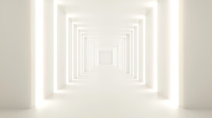 Ethereal White Corridor: Endless Stretch of Cinematic Glow - Ultra-Detailed Filmmaking Concept
