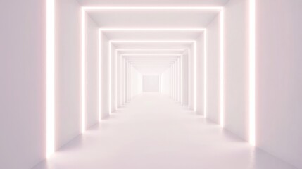 Fototapeta premium Ethereal Infinity: Illuminated White Corridor with Endless Perspective