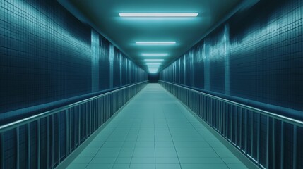 Obraz premium Futuristic Suspended Walkway in Silent Station with Distant Humming of Life Support - Ultra-Detailed Cinematic Image