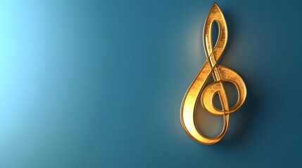 Fototapeta premium Golden Treble Clef on a Blue Background