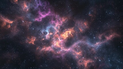 Obraz premium Cosmic Alignment: Black Form Among Glowing Nebulae in Ultra-Detailed Cinematic Image