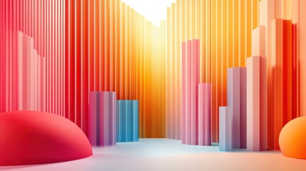 Obraz premium A visually striking and mesmerizing abstract digital artwork featuring a bold vibrant and geometric composition of colorful shapes lines and intricate patterns