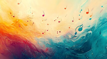 Fototapeta premium Abstract Colorful Painting with Musical Notes