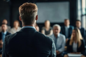 Engaging presentation in a modern conference room with attentive audience members during a professional meeting