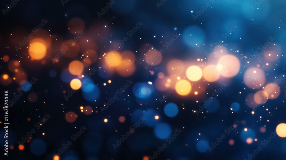 Poster stars casting sharp shadows on a flat, blue bokeh design.