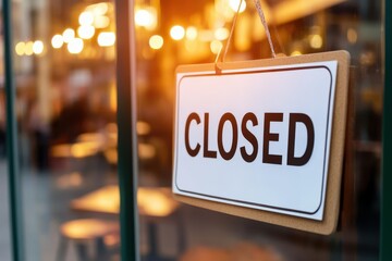 Sign indicating closure of a cozy cafe during evening hours, inviting curiosity from passersby