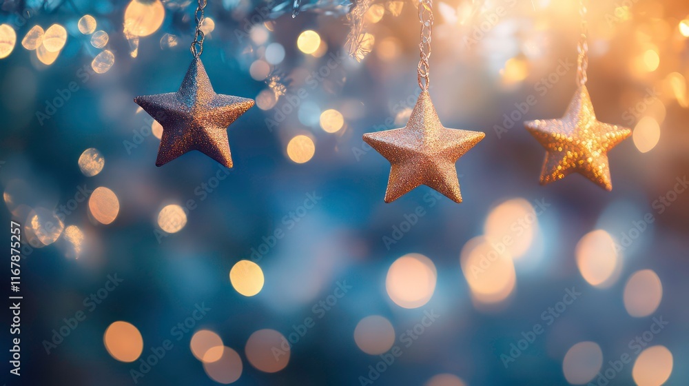 Canvas Prints stars glowing softly as they fade into a bokeh gradient of light and dark blues.
