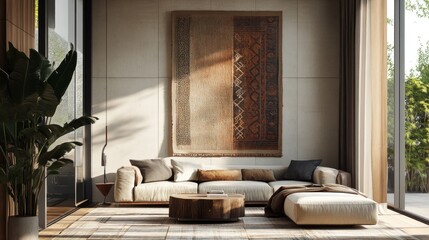 Modern Living Room with Sectional Sofa and  Natural Light