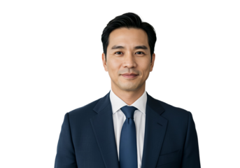 Portrait of successful senior businessman consultant looking at camera and smiling isolated transparency background