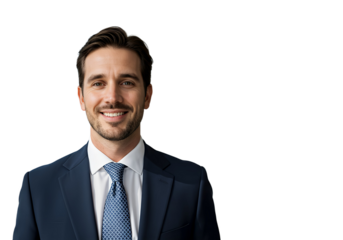 Portrait of successful senior businessman consultant looking at camera and smiling isolated transparency background