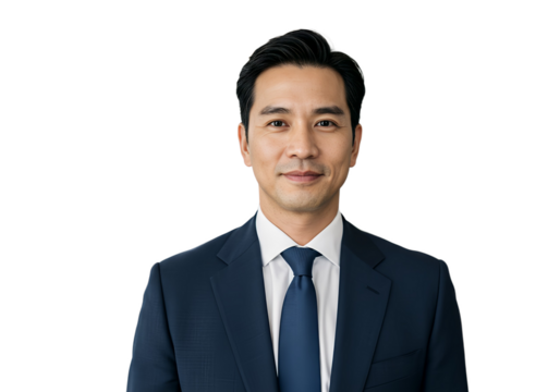 Portrait of successful senior businessman consultant looking at camera and smiling isolated transparency background