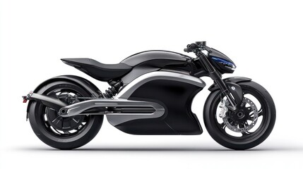 Obraz premium Sleek electric motorcycle showcasing modern design and technology.