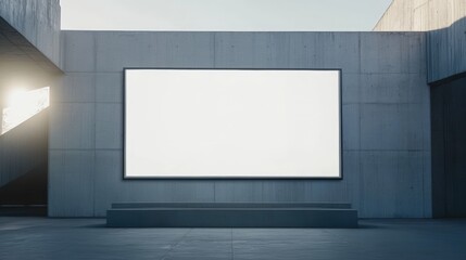 White mockup poster on office buildin