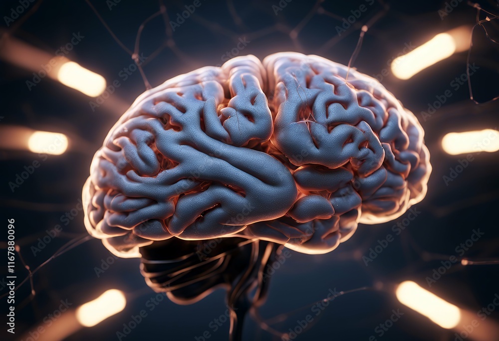 Poster neural dark neural connections brain symbolizing bright activity. background glowing