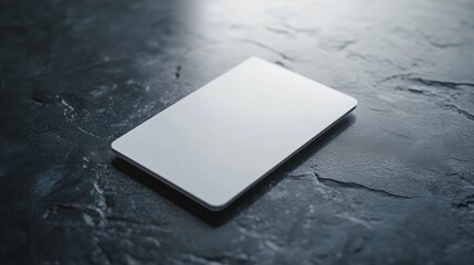 Blank ID card mockup on black floor