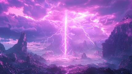Clash of the Mystical Warriors - Epic Battle Scene with Lightning-Infused Weapons and Powerful Spells in Stormy Atmosphere | 3D Render Digital Artwork