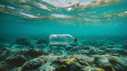 Plastic Bottle in Ocean - Pollution and Marine Life Threats