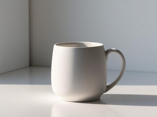 Obraz premium White mug mockup on a grey background.