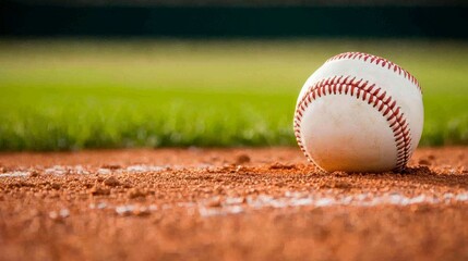 Sunlit Baseball on Pitcher's Mound: Symbol of Tranquility Before Game Starts
