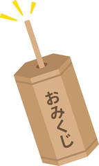 Omikuji, sacred lot box with sticks icon.