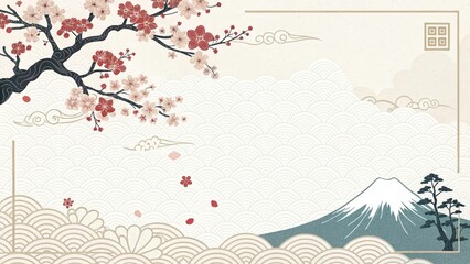 Obraz premium retro vintage illustration Japanese pattern background