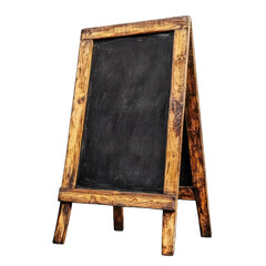 Wooden chalkboard stand with rustic design and blank surface
