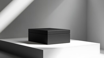 A minimal box mockup styled for elegance, showcasing clean surfaces and sophisticated lighting 