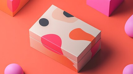 A high-resolution retail box mockup styled with striking graphics, ideal for product branding and packaging concepts 