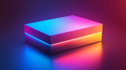 A sleek box mockup featuring vibrant tones and clean edges, highlighted with dynamic lighting for impact 
